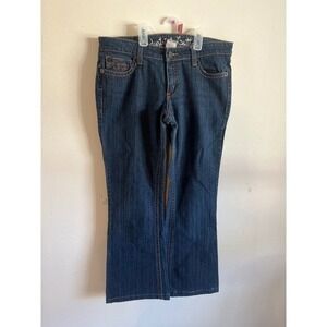 Women's Industrial Cotton Blue Jeans Flared Leg size 13 Embroidered back pocket